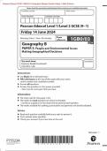 Pearson Edexcel GCSE 1GB0/03 In Geography (1GB0) Paper 3 Merged Question Paper + Mark Scheme