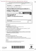 Pearson Edexcel GCSE In Geography (1GA0/01) Paper 1 Merged Question Paper + Mark Scheme