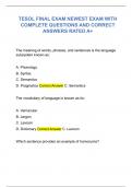 TESOL FINAL EXAM NEWEST EXAM WITH  COMPLETE QUESTIONS AND CORRECT  ANSWERS RATED A+