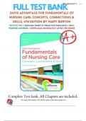 Test Bank for Davis Advantage for Fundamentals of Nursing Care: Concepts, Connections & Skills 4th Edition By Burton & Smith, ISBN: 9781719644556, All 38 Chapters Covered ||Complete A+ Guide