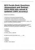 NCE Purple Book Questions (Assessment and Testing) 2025-2026 fully solved & updated (100- accuracy)