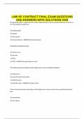 LAW OF CONTRACT FINAL EXAM QUESTIONS AND ANSWERS WITH SOLUTIONS 2025