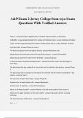 A&P Exam 2 Jersey College from toya Exam Questions With Verified Answers