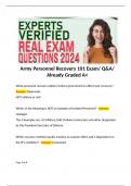 Army Personnel Recovery 101 Exam/ Q&A/ Already Graded A+  