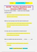 DA100 - Practice Questions and  Answers (100% Pass)