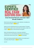 Army Personnel Recovery 101 Exam/ Q&A/ Already Graded A+  