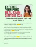 Army Personnel Recovery 101 Exam/ Q&A/ Already Graded A+ 