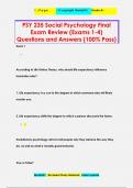 PSY 235 Social Psychology Final  Exam Review (Exams 1-4) Questions and Answers (100% Pass)