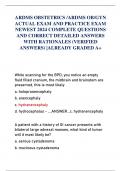 ARDMS OBSTETRICS /ARDMS OB/GYN  ACTUAL EXAM AND PRACTICE EXAM  NEWEST 2024 COMPLETE QUESTIONS  AND CORRECT DETAILED ANSWERS  WITH RATIONALES (VERIFIED  ANSWERS) |ALREADY GRADED A+