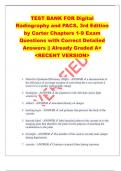 TEST BANK FOR Digital  Radiography and PACS, 3rd Edition  by Carter Chapters 1-9 Exam  Questions with Correct Detailed  Answers || Already Graded A+  <RECENT VERSION> 