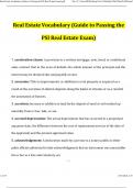 Real Estate Vocabulary (Guide to Passing the PSI Real Estate Exam) (2024 / 2025) Actual Questions and Verified Answers, 100% Guarantee Pass