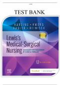 TEST BANK for Lewis's Medical-Surgical Nursing Assessment and Management of Clinical Problems 12th Edition By Harding & Kwong ( CHAPTER 1-69) COMPLETE