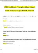 AYPO Real Estate Principles of Real Estate I Exam Study Guide (2024 / 2025) Actual Questions and Verified Answers, 100% Guarantee Pass