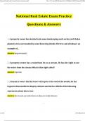 National Real Estate Exam Practice Questions (2024 / 2025) Actual Questions and Verified Answers, 100% Guarantee Pass