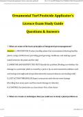 Ornamental Turf Pesticide Applicators License Exam Study Guide (2024 / 2025) Actual Questions and Verified Answers, 100% Guarantee Pass