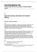 SOLUTION MANUAL FOR Fundamentals Of Cost Accounting 7th Edition William Lanen | All Chapters A+ Guide Complete Newest Version 
