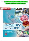 Test Bank - for Inquiry into Life 17th Edition by Sylvia S. Mader, Michael Windelspecht, All Chapters | Complete Guide A+ Newest Version 