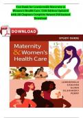 TEST BANK FOR LOWDERMILK: MATERNITY & WOMEN’S HEALTH CARE, 13TH EDITION UPDATED WITH ALL CHAPTERS FULLY COVERED A+ GUIDE COMPLETE NEWEST VERSION 