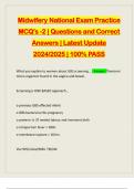 Midwifery National Exam Practice MCQ's -2 | Questions and Correct Answers | Latest Update 2024/2025 | 100% PASS