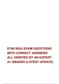 D196 WGU EXAM QUESTIONS  WITH CORRECT ANSWERS ALL VERIFIED BY AN EXPERT  A+ GRADED (LATEST UPDATE)