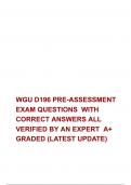   WGU D196 PRE-ASSESSMENT EXAM QUESTIONS  WITH CORRECT ANSWERS ALL VERIFIED BY AN EXPERT  A+ GRADED (LATEST UPDATE)