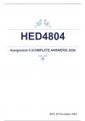 HED4804 Assignment 5 (COMPLETE ANSWERS) 2024-DUE 20 November 2024