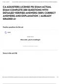 CA ADJUSTERS LICENSE PSI EXAM ACTUAL EXAM COMPLETE 200 QUESTIONS WITH DETAILED VERIFIED ANSWERS (100% CORRECT ANSWERS) AND EXPLANATION / ALREADY GRADED A+