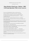 Music Business Final Exam - Rolston - MBU 1110 Exam Questions With Correct Answers