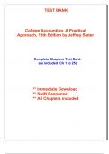 Test Bank for College Accounting, A Practical Approach, 15th Edition by Slater (All Chapters included)