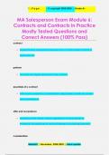 MA Salesperson Exam Module 6:  Contracts and Contracts in Practice Mostly Tested Questions and  Correct Answers (100% Pass)