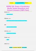 NGRK 520: Exam 4 Vocabulary Mostly Tested Questions and  Correct Answers (100% Pass)