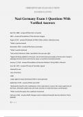 Nazi Germany Exam 1 Questions With Verified Answers