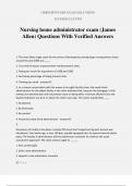 Nursing home administrator exam (James Allen) Questions With Verified Answers