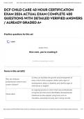 DCF CHILD CARE 40 HOUR CERTIFICATION EXAM 2024 ACTUAL EXAM COMPLETE 400 QUESTIONS WITH DETAILED VERIFIED ANSWERS / ALREADY GRADED A+