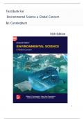 Test Bank - Environmental Science : a Global Concern 16th Edition ( Cunningham, 2023) All Chapters 1-25| Newest Edition