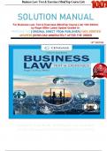 SOLUTION MANUAL For Business Law: Text & Exercises (MindTap Course List) 10th Edition by Roger Miller Latest Update Graded A+     