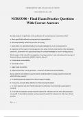 NURS3300 - Final Exam Practice Questions With Correct Answers