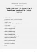 Pediatric Advanced Life Support (PALS) Quick Exam Questions With Verified Answers