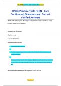 ONCC Practice Tests (OCN - Care  Continuum) Questions and Correct  Verified Answers