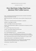 Perry Real Estate College Final Exam Questions With Verified Answers