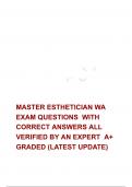 MASTER ESTHETICIAN WA EXAM QUESTIONS  WITH CORRECT ANSWERS ALL VERIFIED BY AN EXPERT  A+ GRADED (LATEST UPDATE)