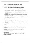 COMPLETE Biological Molecules Unit 1 A-Level Biology AQA