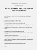 Setting Oxygen Flow Rates Exam Questions With Verified Answers