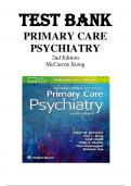 TEST BANK FOR Primary Care Psychiatry 2nd Edition by Dr. Robert M. McCarron , ISBN: 9781496349217|LATEST UPDATED VERSION| Guide A+