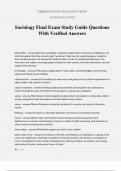 Sociology Final Exam Study Guide Questions With Verified Answers