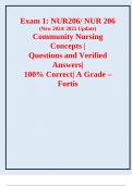 NUR 206 (New Update 2024/2025) Community Nursing Concepts Questions and Verified Answers 100% Correct A Grade – Fortis