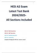 HESI A2 Exam Latest Test Bank 2024/2025 All Sections Included