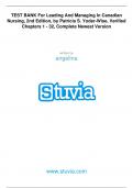 TEST BANK For Leading And Managing In Canadian Nursing, 2nd Edition, by Patricia S. Yoder-Wise, Verified Chapters 1 - 32, Complete Newest Version 2024/2025