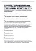 NCLEX RN FUNDAMENTALS 2024 EXAM & STUDY GUIDE QUESTIONS AND ANSWERS WITH RATIONALES 