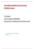 CMA- Certified Medical Assistant Exam TestBank Latest Update 2024/2025